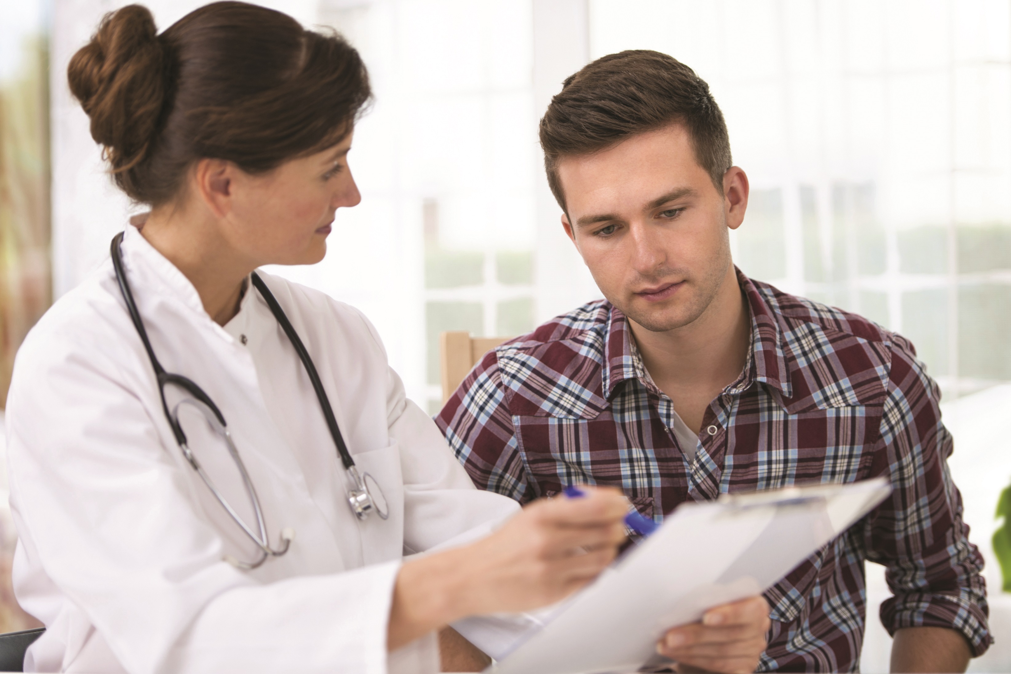 Looking serious with a doctor